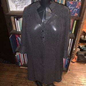 Lane Bryant black & white polka dot semi sheer 14/16 mini dress